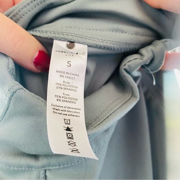 YOGALICIOUS LUX Slate Grey Blue Half Offset Zip Long Sleeve Top Shirt Jacket S - Picture 5 of 6